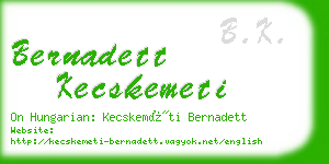 bernadett kecskemeti business card